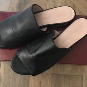 Taryn Rose black slide on Teodora sandal